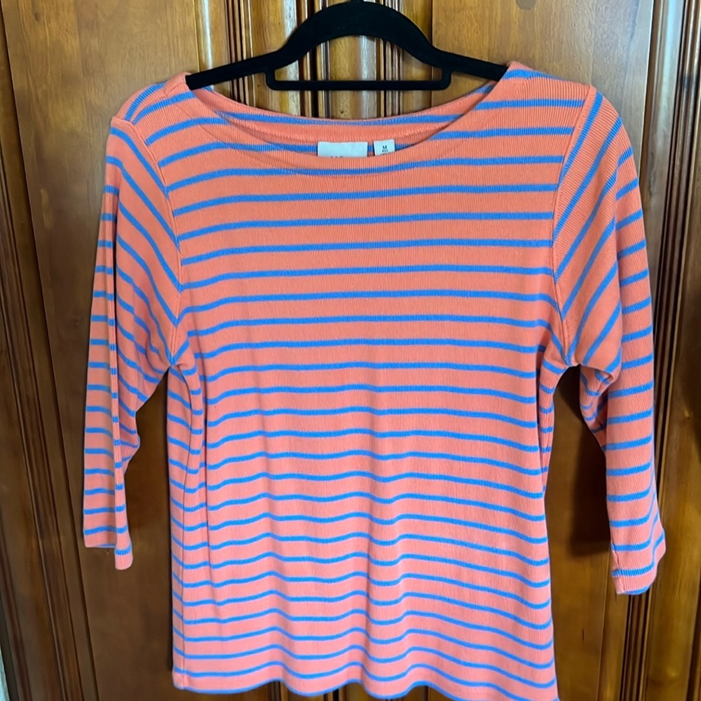 2    3/4 sleeve stripe pullovers